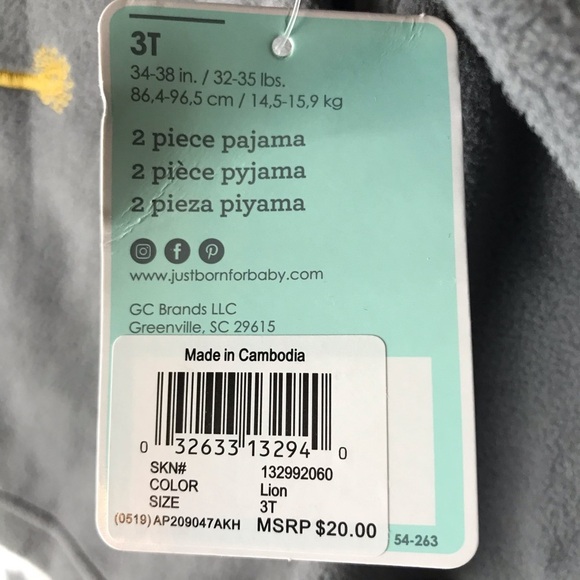 NWT Just Born comfy soft 2 piece pajama set - Picture 7 of 16